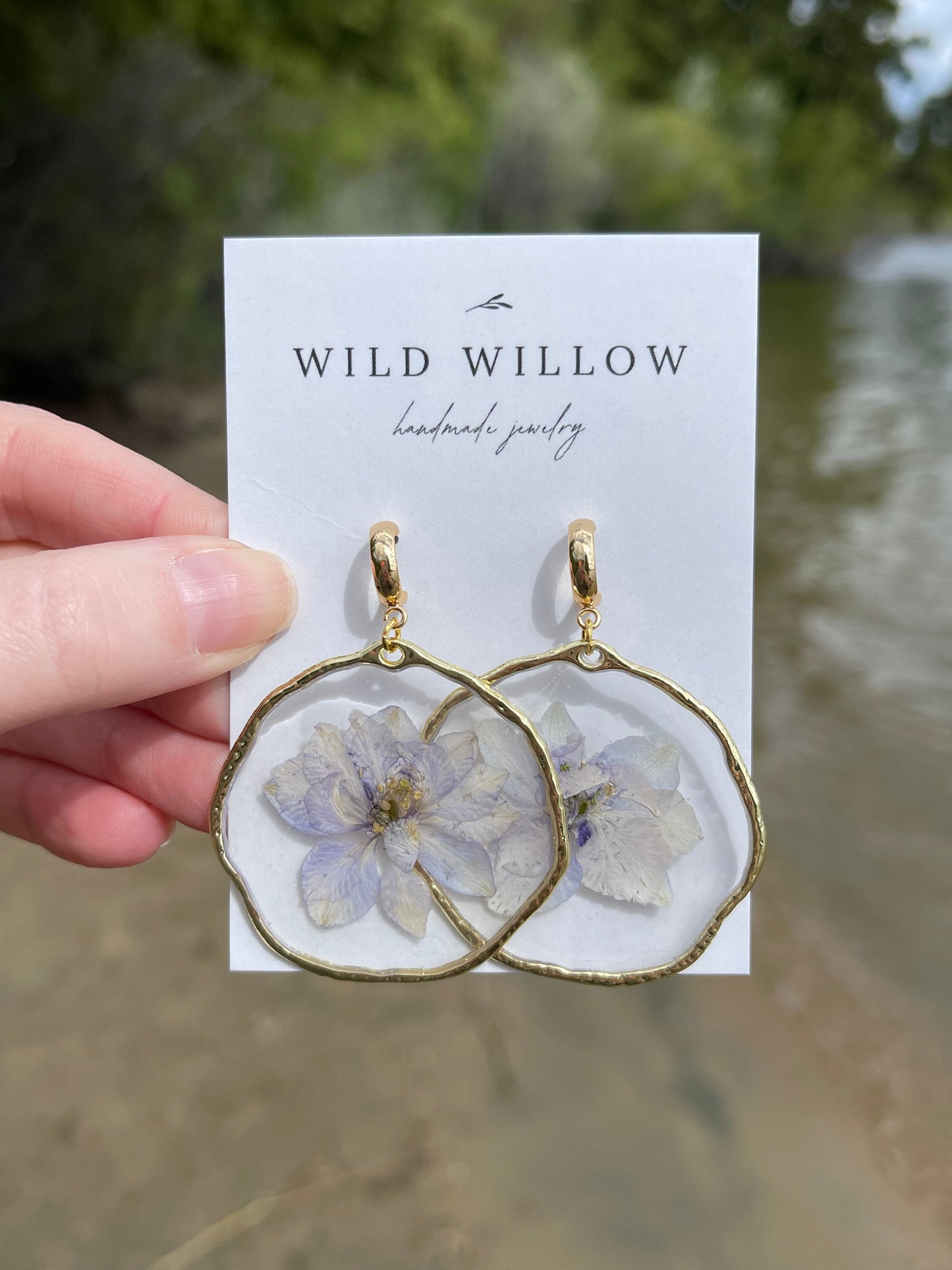 Blue Larkspur Earrings | 18k Gold Plated