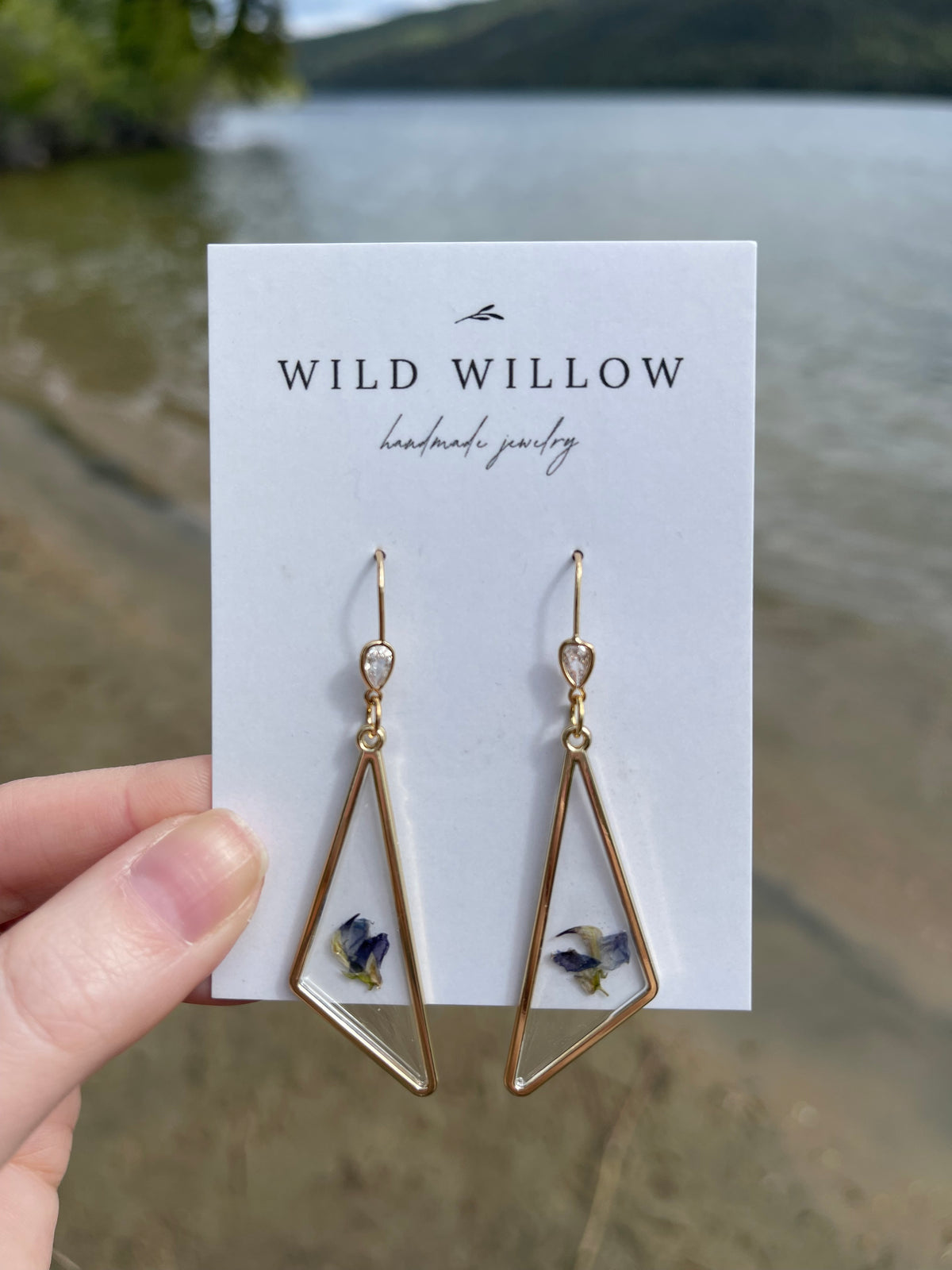 Wild Harvested Lupine Earrings | 18k Gold Plated + Cubic Zirconia