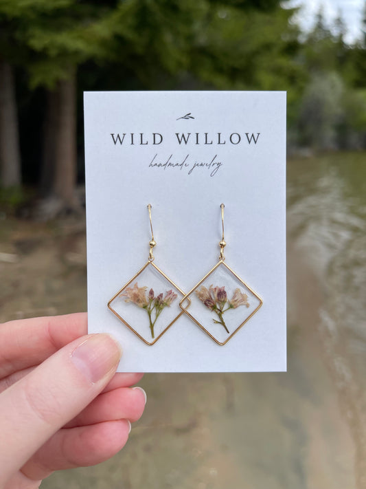 Wild Harvested Huckleberry Flower Earrings | 18k Gold Plated