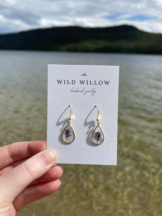 Wild Harvested Lupine Earrings | 18k Gold Plated