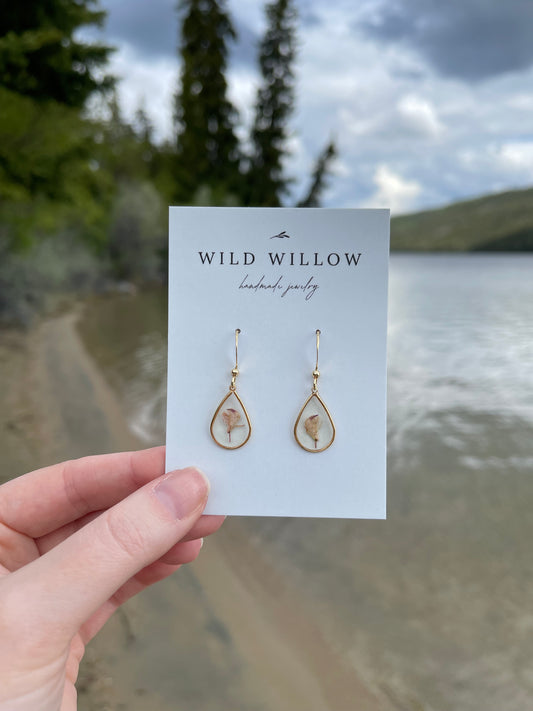 Wild Harvested Pink Lupine Earrings | 18k Gold Plated