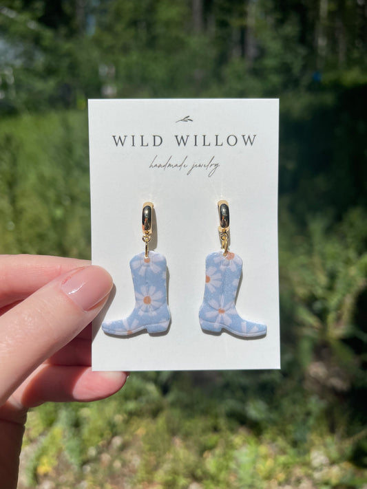 Daisy Clay Cowboy Boot Earrings | 18k Gold Plated