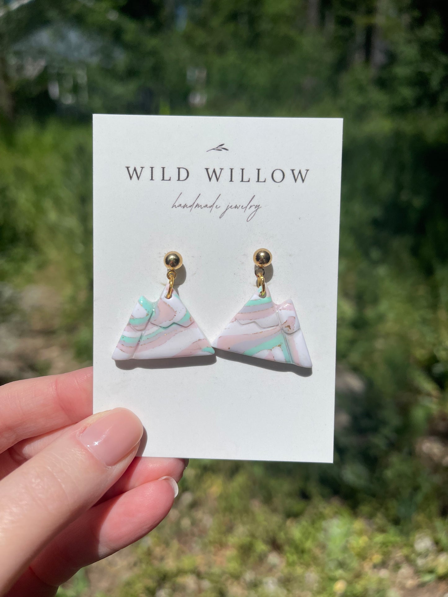 Pastel Swirl Clay Mountain Earrings | 18k Gold Plated