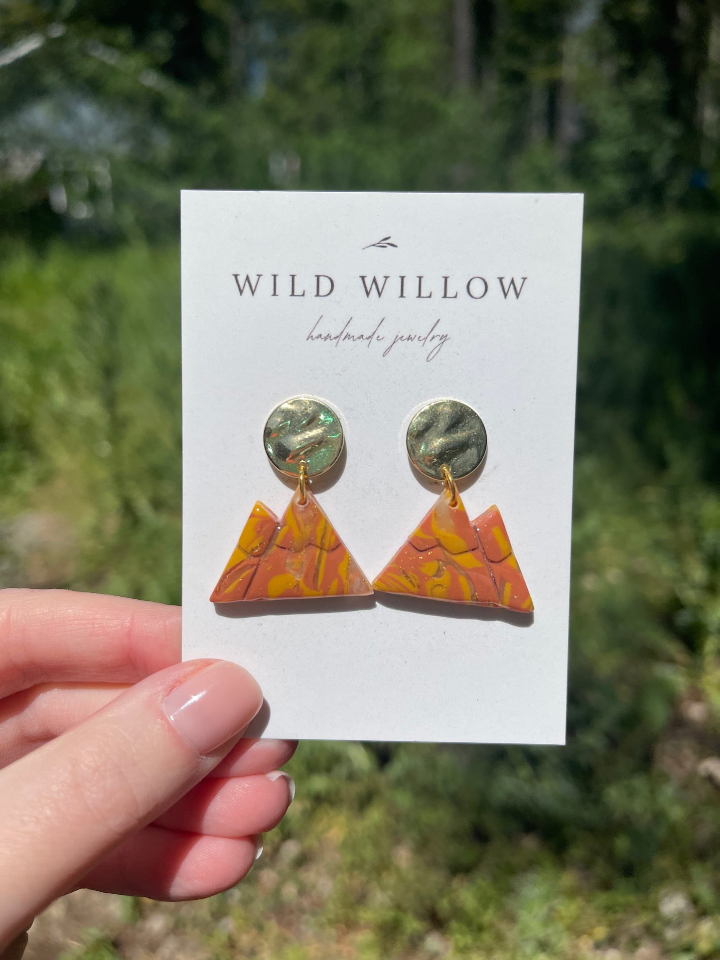 Amber Swirl Clay Mountain Earrings | 18k Gold Plated