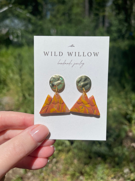 Amber Swirl Clay Mountain Earrings | 18k Gold Plated